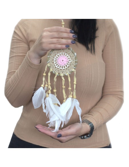 Petit Attrape-rêves macramé rose – Douce protection