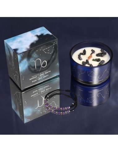 Bougie zodiac en cristal & bracelet – Capricorne