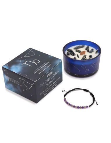 Bougie zodiac en cristal & bracelet – Capricorne