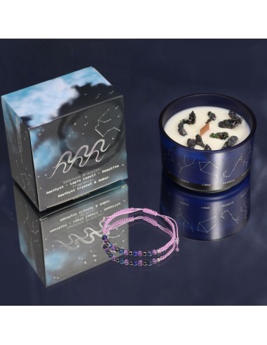 Bougie zodiac en cristal & bracelet – Verseau