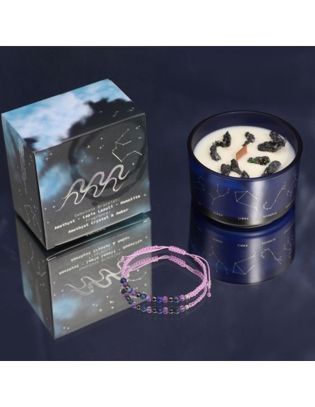 Bougie zodiac en cristal & bracelet – Verseau