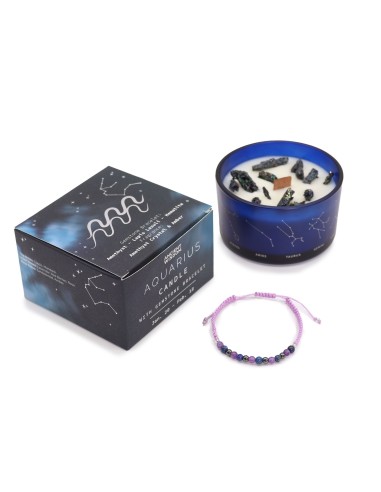 Bougie zodiac en cristal & bracelet – Verseau