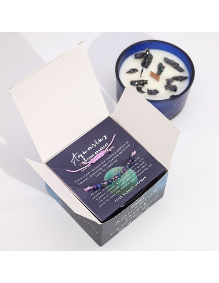 Bougie zodiac en cristal & bracelet – Verseau