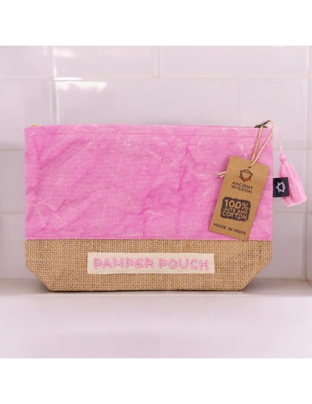Trousse de toilette stonewashed – Rose & pourpre
