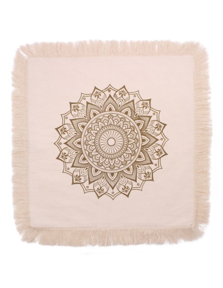 Coussin Lotus Mandala – Énergie dorée