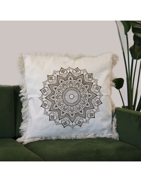 Coussin Lotus Mandala – Énergie dorée