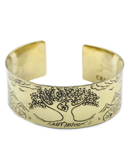 Bracelet mantra tibétain en laiton – Arbre de Vie