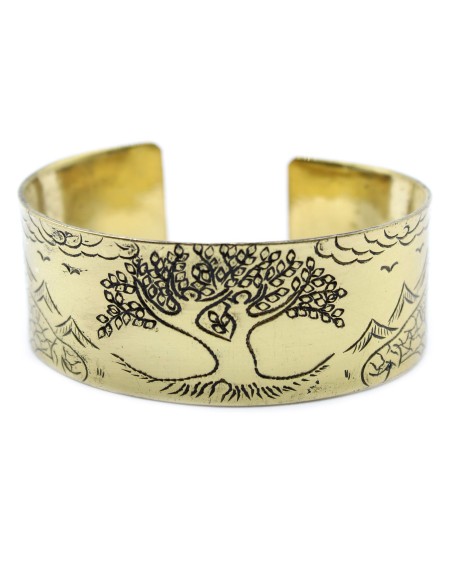 Bracelet mantra tibétain en laiton – Arbre de Vie