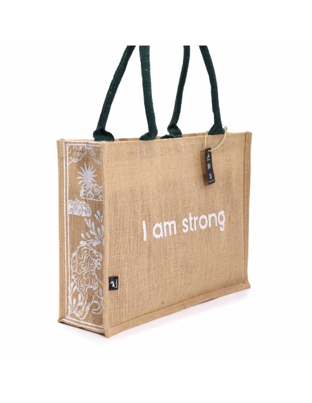 Grand sac en jute Hop Hare – «?Je suis forte?»