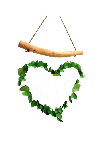 Carillon en verre recyclé – Vert & blanc zen