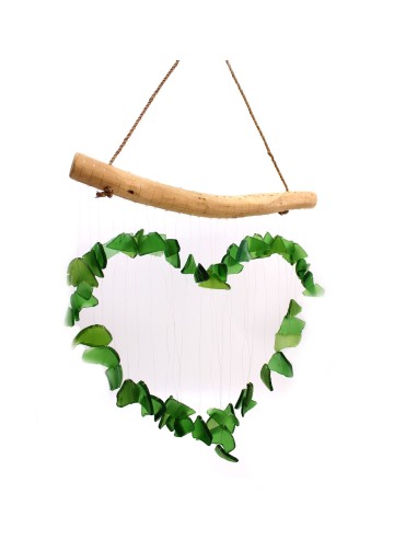 Carillon en verre recyclé – Vert & blanc zen