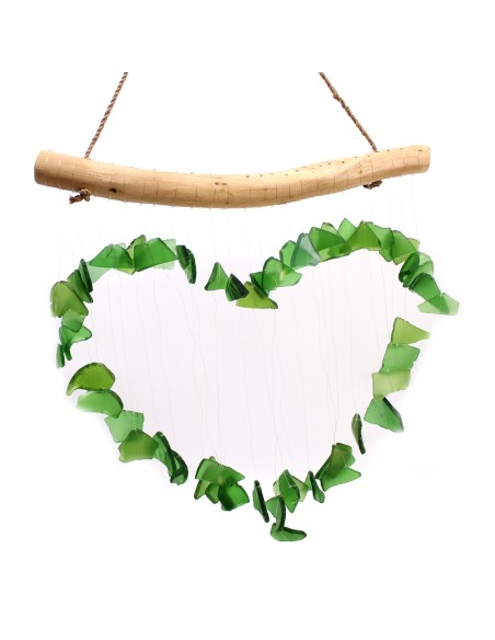 Carillon en verre recyclé – Vert & blanc zen