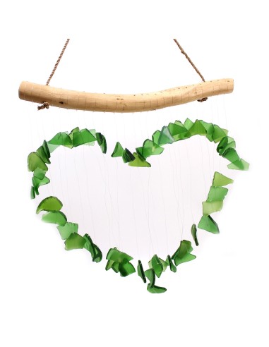 Carillon en verre recyclé – Vert & blanc zen