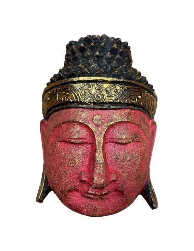 Tête de Bouddha décorative – Rouge vibrant