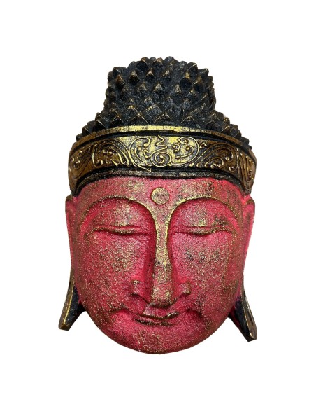 Tête de Bouddha décorative – Rouge vibrant