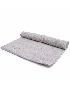 Grand tapis indien en coton tissé – Gris minéral