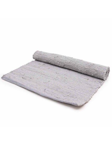 Grand tapis indien en coton tissé – Gris minéral