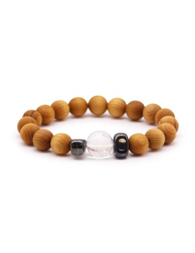 Bracelet cèdre & quartz clair – Chakra couronne