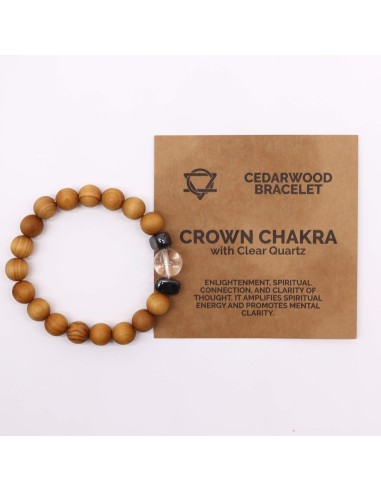 Bracelet cèdre & quartz clair – Chakra couronne