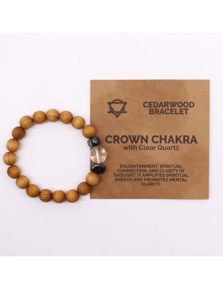 Bracelet cèdre & quartz clair – Chakra couronne