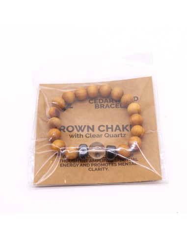 Bracelet cèdre & quartz clair – Chakra couronne