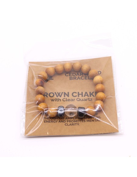 Bracelet cèdre & quartz clair – Chakra couronne