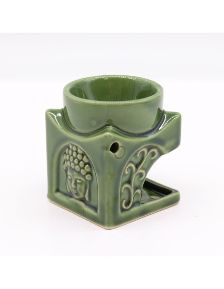 Brûle-parfum Bouddha carré – Jade foncé