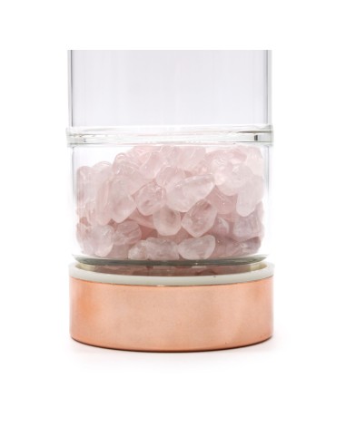Bouteille à thé en verre – Finition or rose & quartz rose