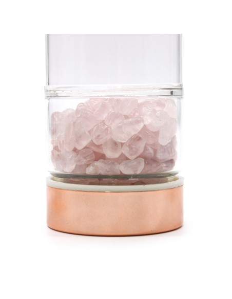 Bouteille à thé en verre – Finition or rose & quartz rose