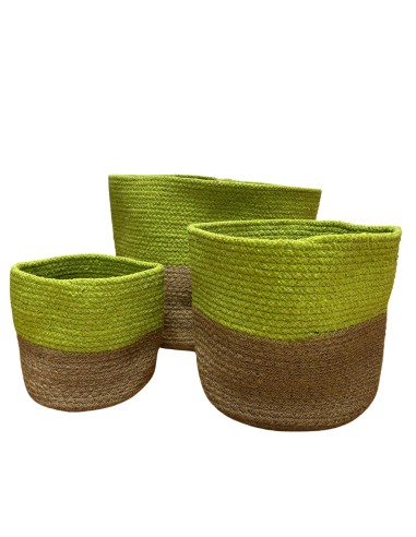 Paniers en coton & jute – Vert pistache zen
