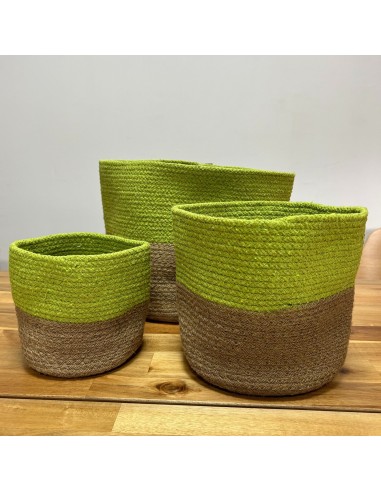 Paniers en coton & jute – Vert pistache zen