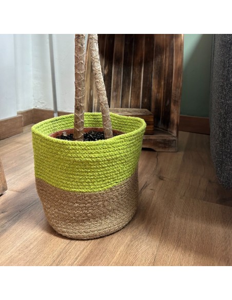 Paniers en coton & jute – Vert pistache zen