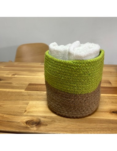 Paniers en coton & jute – Vert pistache zen