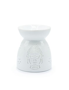 Brûle-parfum ajouré Bouddha – Blanc zen