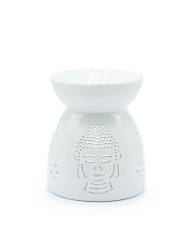 Brûle-parfum ajouré Bouddha – Blanc zen