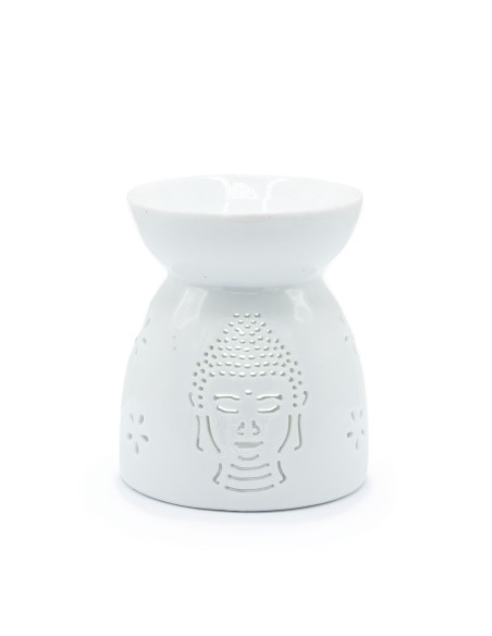 Brûle-parfum ajouré Bouddha – Blanc zen