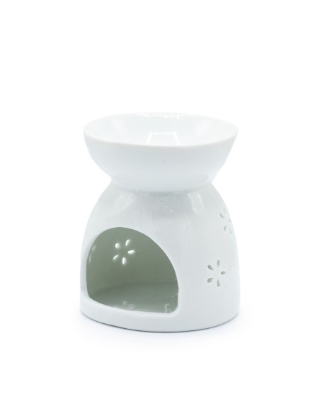Brûle-parfum ajouré Bouddha – Blanc zen
