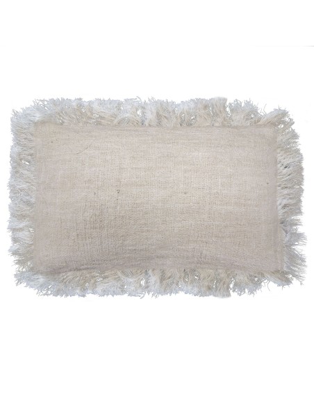 Housse de coussin en lin à franges – Nature épurée