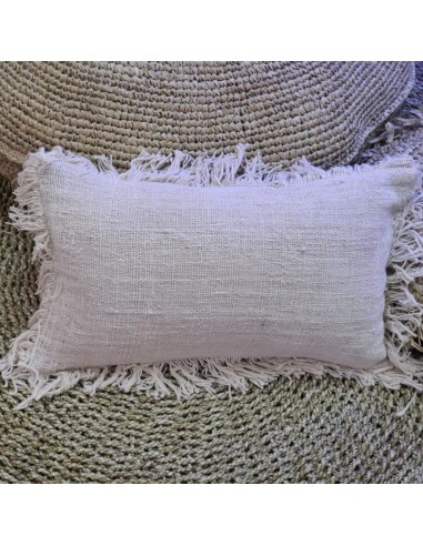 Housse de coussin en lin à franges – Nature épurée