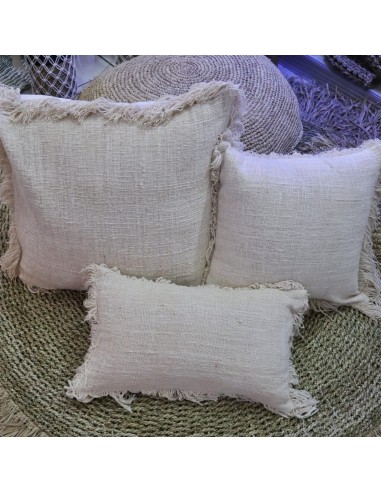 Housse de coussin en lin à franges – Nature épurée