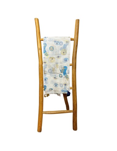 Pareo Nomad Sari méditerranéen – Œil protecteur blanc, bleu & or