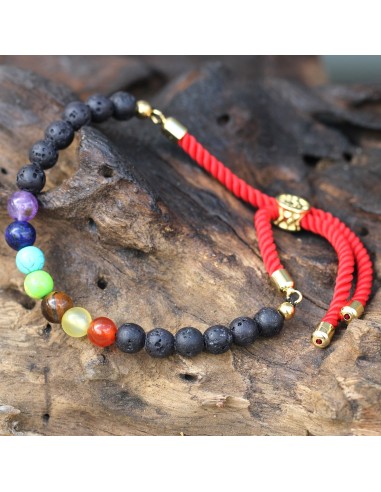 Bracelet fil rouge & pierres volcaniques – Protection