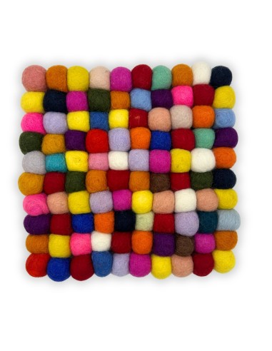 Set de table carré en boules de feutre – Multicolore