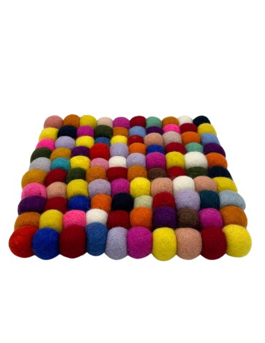 Set de table carré en boules de feutre – Multicolore