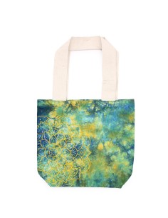 Sac cabas tie?dye – Mandala vert & bleu