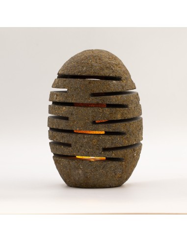 Lampe en pierre de rivière naturelle – Sculpture verticale