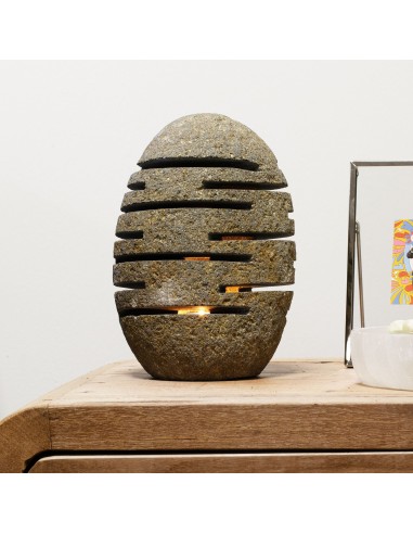 Lampe en pierre de rivière naturelle – Sculpture verticale