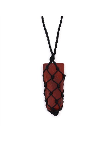 Pendentif pointe tressée en jaspe rouge – Force