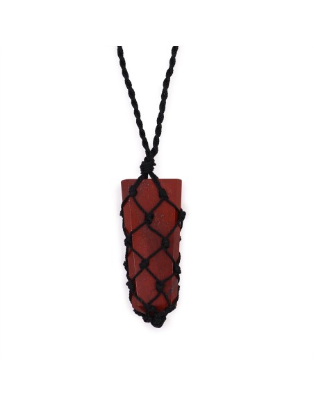 Pendentif pointe tressée en jaspe rouge – Force