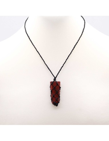 Pendentif pointe tressée en jaspe rouge – Force
